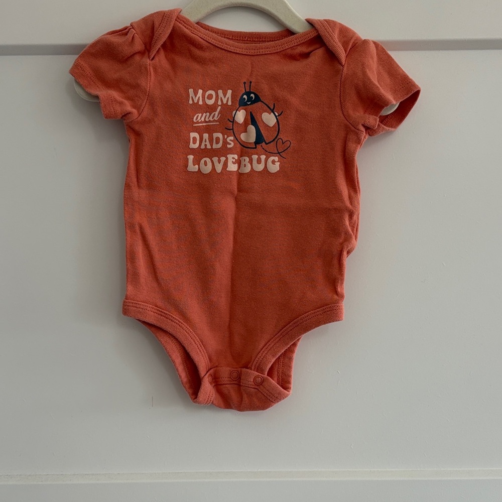 Carter's Orange 'Mom and Dad's Lovebug' Baby Bodysuit 6 Month